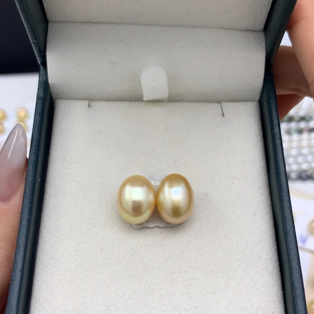 海水珍珠裸珠10-11mm巴洛克金珠对珠