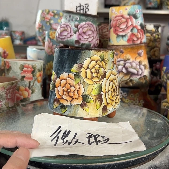 满38包邮 景德镇幸运花盆