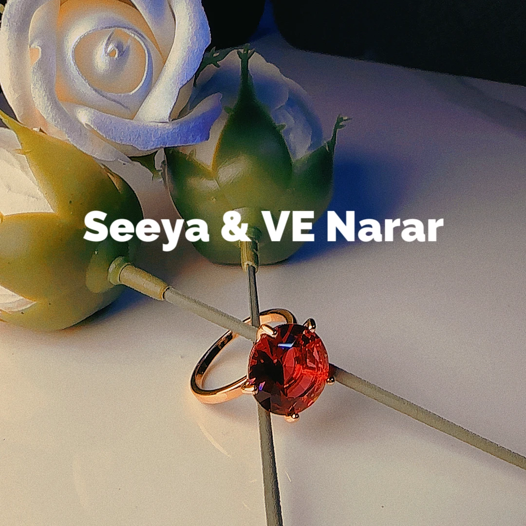 铜合金锆石戒指 Seeya & VE Narar铜镀红金高级红锆戒指