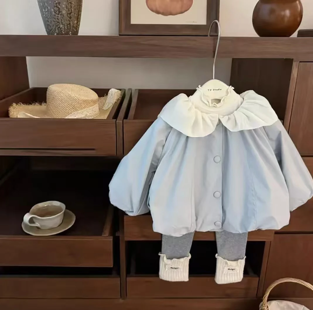 女童春秋季风衣外套2025新款套装儿童宝宝韩版蕾丝上衣裤子两件套