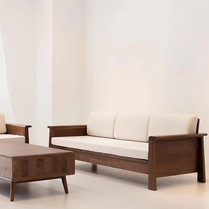 新中式北美黑胡桃木沙发组合现代简约轻奢家用实木客厅高级感沙发