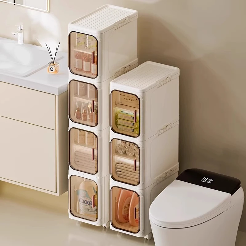 卫生间夹缝收纳柜防水厕所洗手间储物柜窄缝置物架浴室马桶侧边柜