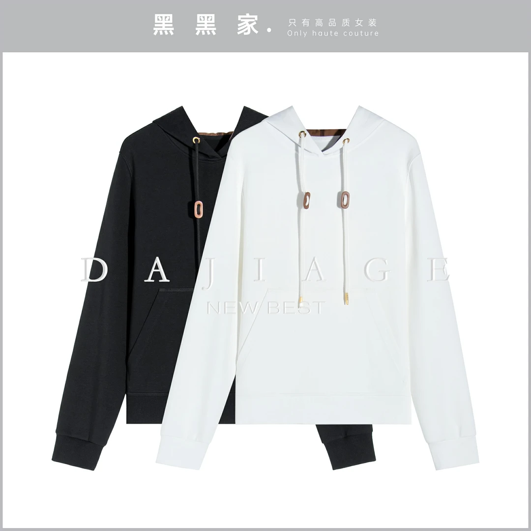 【黑黑家】秋季新款女士连帽套头款大口袋简约休闲百搭卫衣上衣