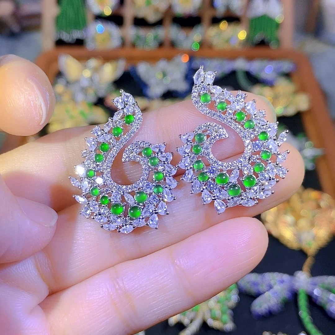 吊坠(不含链)银S925镶嵌翡翠