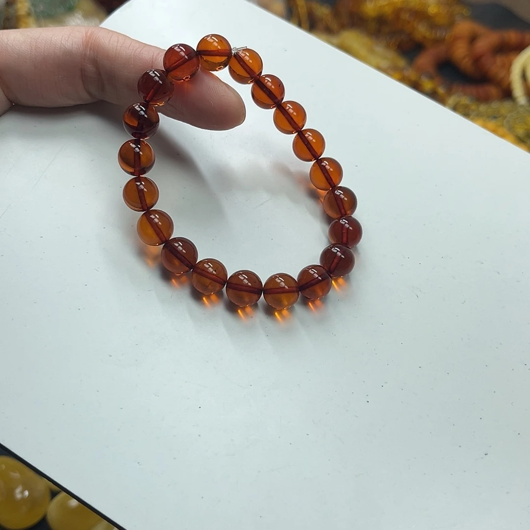 琥珀未镶嵌手串血珀手串