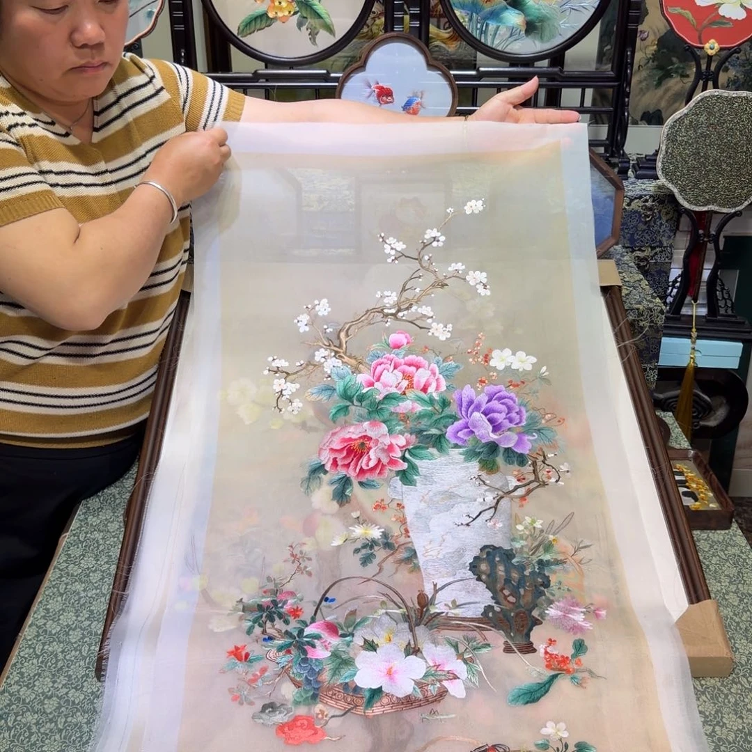 我***界刺绣手工苏绣工艺制作技艺精湛