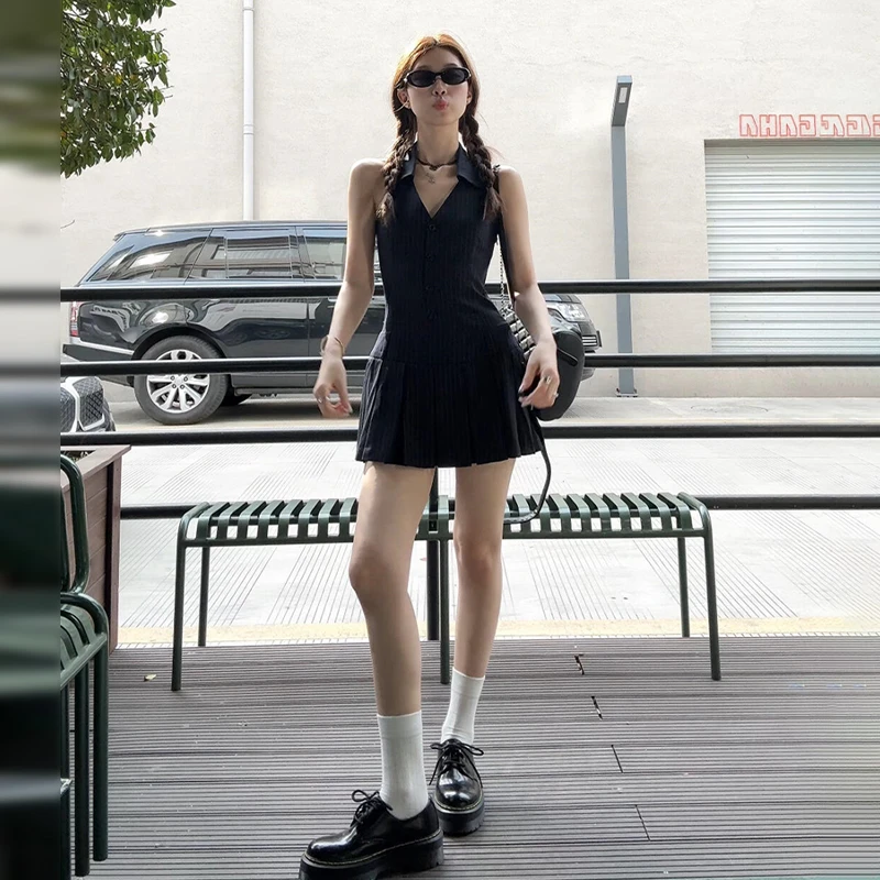 法式气质高级不撞款好看独特漂亮掐腰连衣裙女夏季蓝色衬衫裙3639