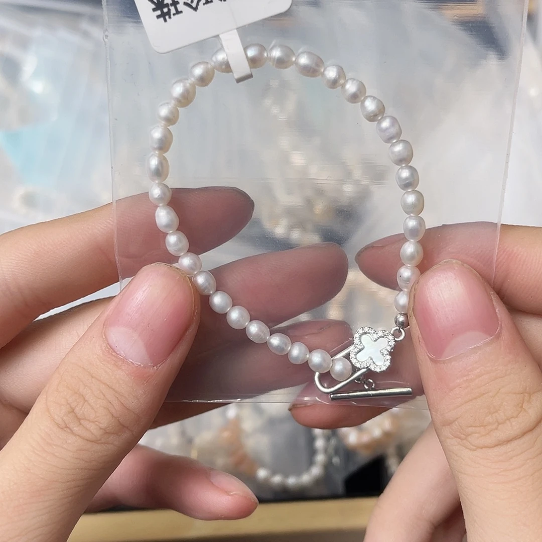 淡水珍珠银S925镶嵌天然淡水珍珠