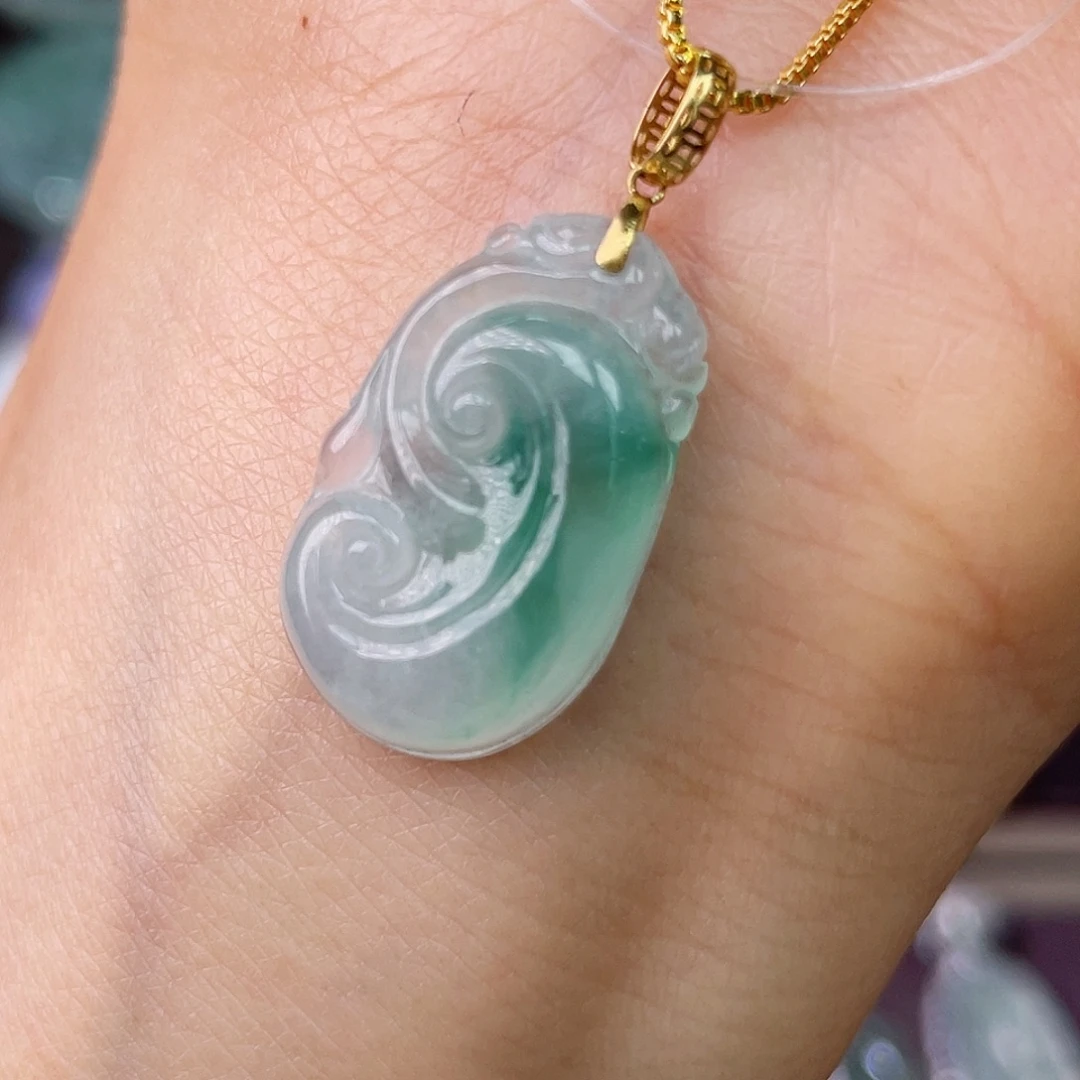 翡翠18K金镶嵌吊坠(不含链)