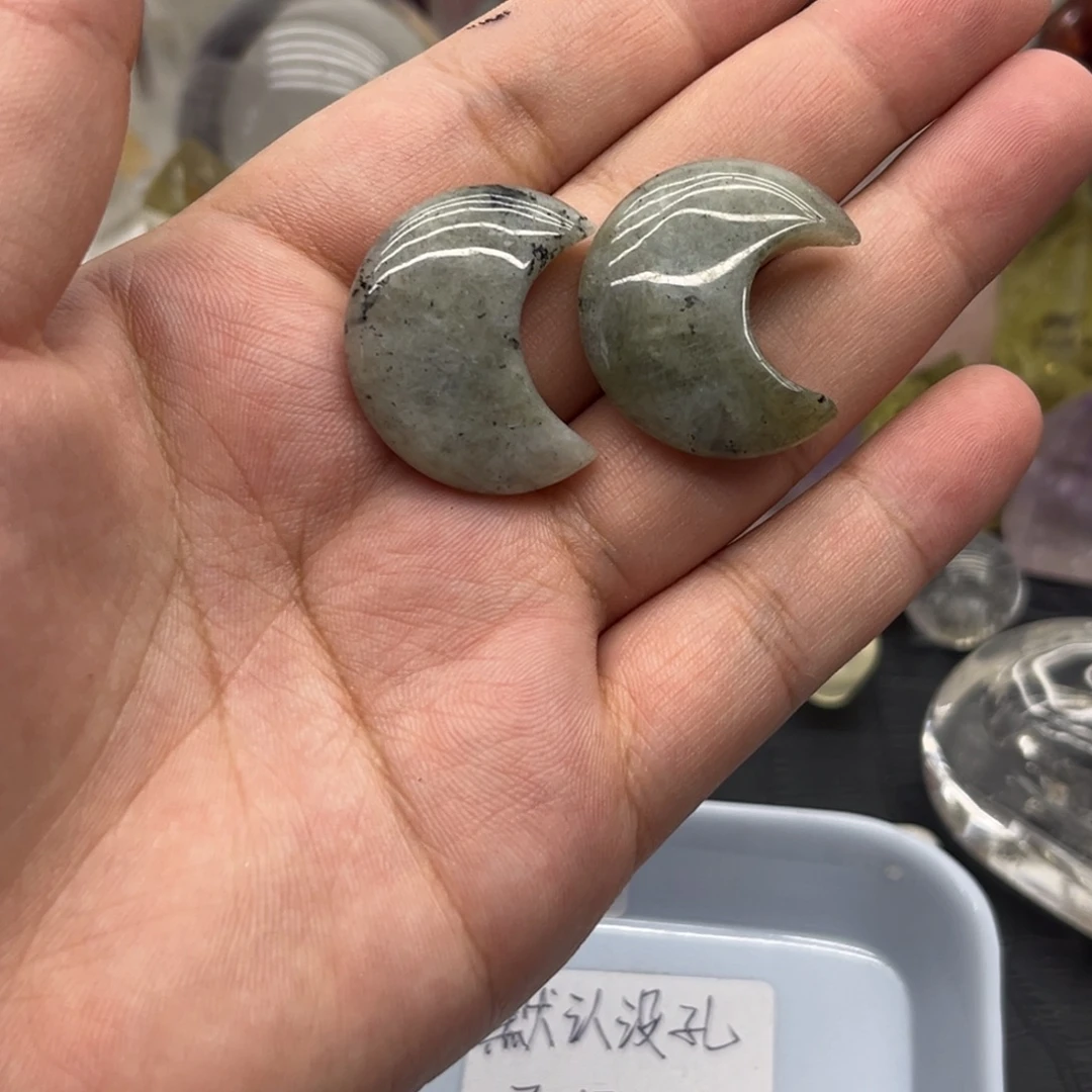 未镶嵌水晶珠宝半成品33 灰月光月亮两个