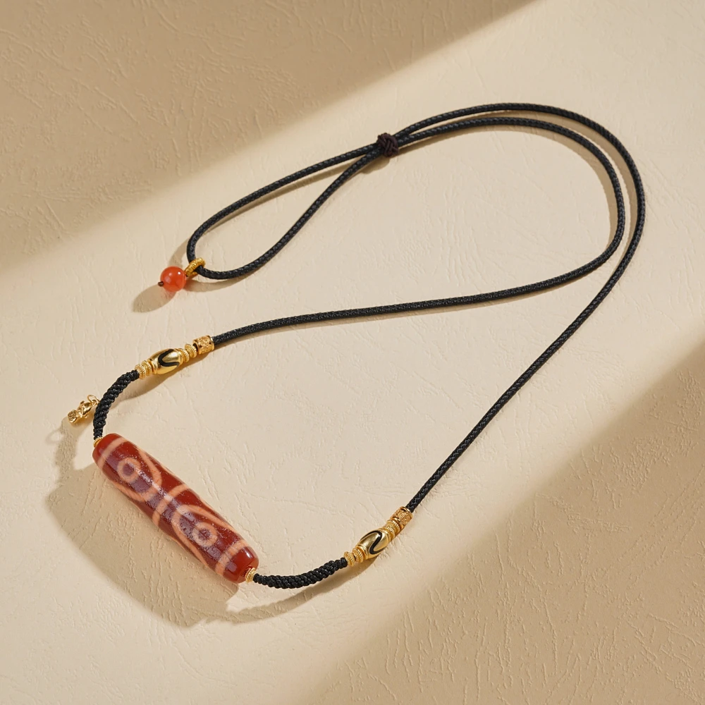 云丹拉姆丨金蟾橘肉水纹八眼天珠锁骨链多样性发其一