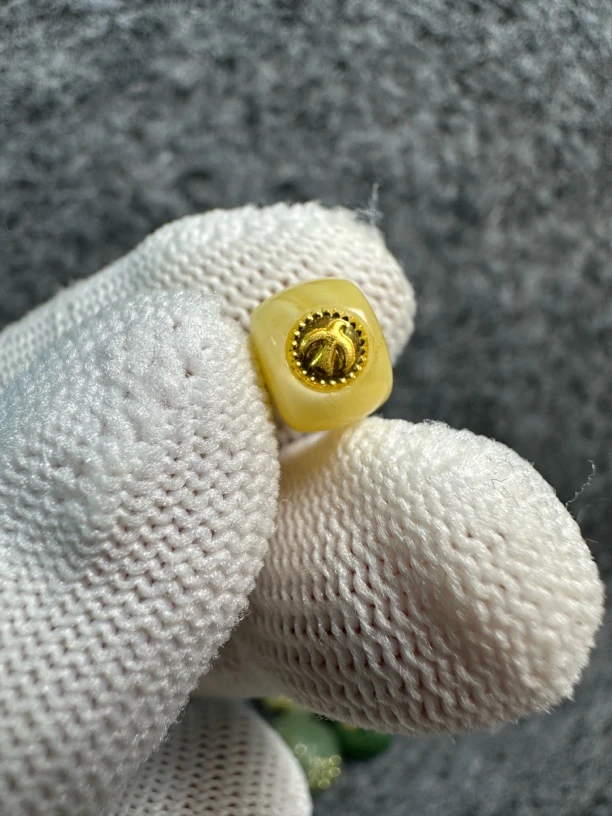 俄料蜜蜡直切单珠 满蜜满花直径8 文玩配饰百搭款