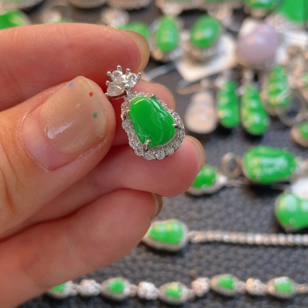 翡翠银S925镶嵌吊坠(不含链)