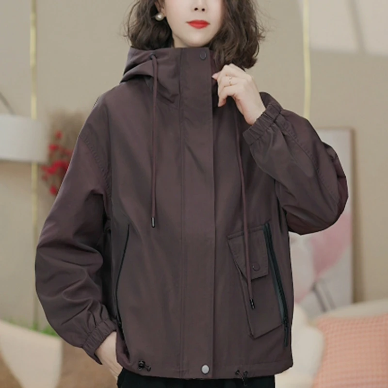 短外套女士短款2025年春秋新款休闲百搭防风风衣女连帽外套030