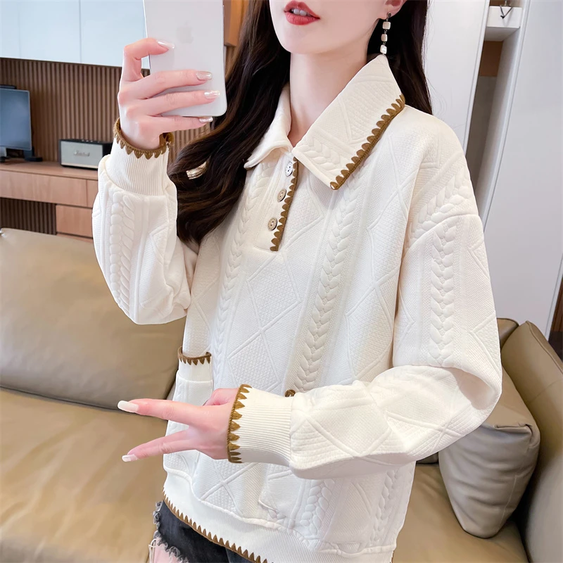重工刺绣卫衣女2025新款春秋季韩版宽松薄款洋气提花百搭上衣外套