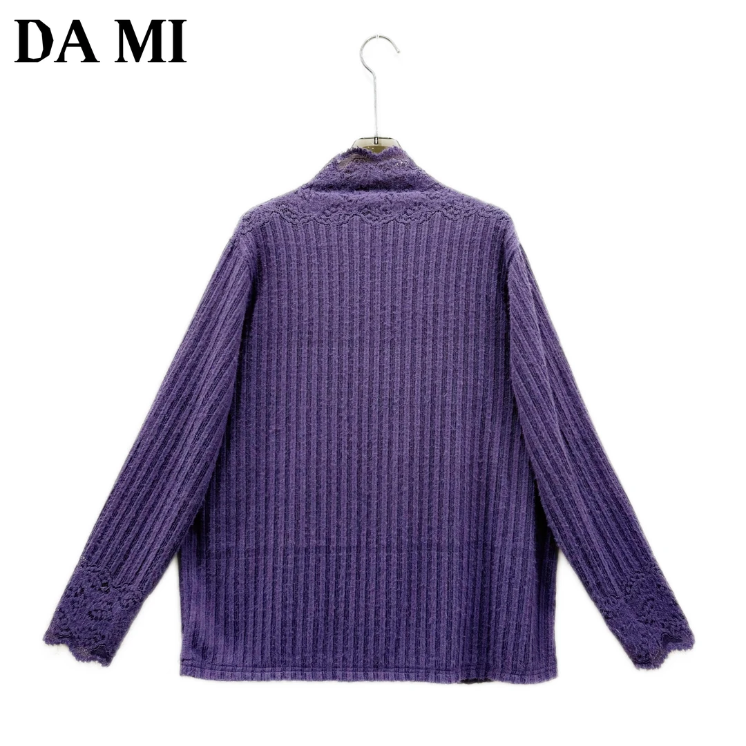 【大蜜】7202#高领拼接百搭蕾丝打底衫半高领轻奢打底