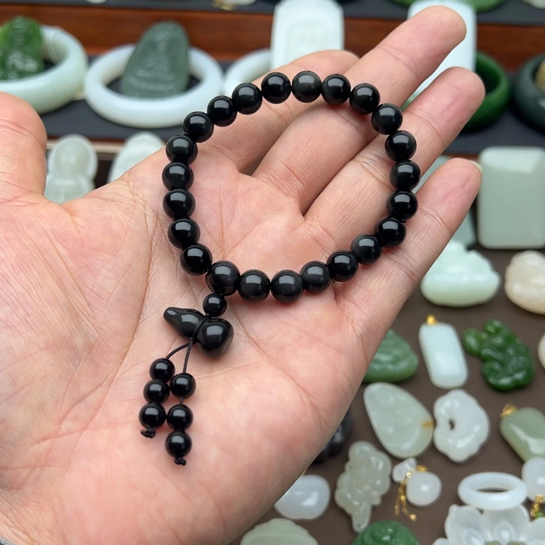 黑曜岩未镶嵌手串