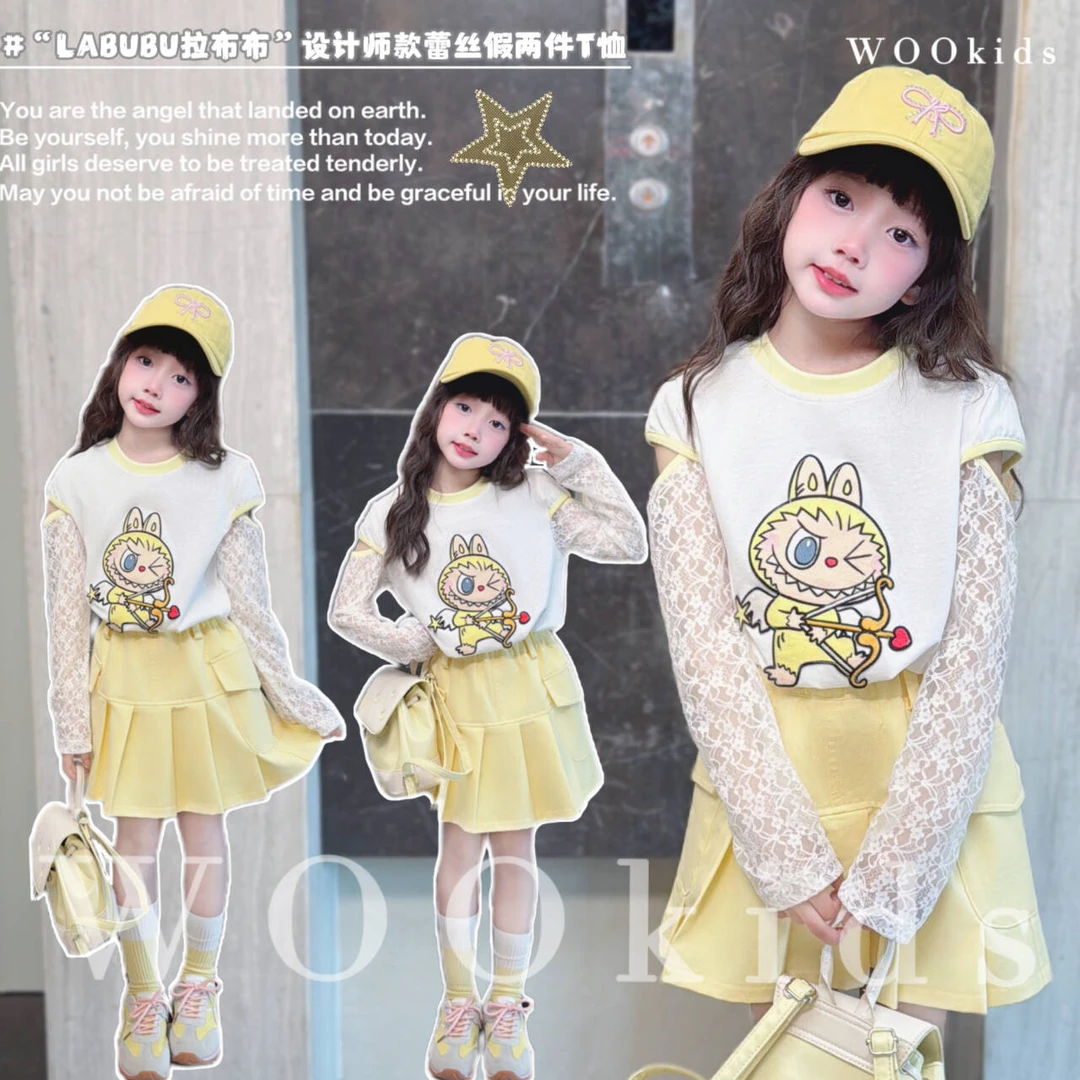 现货-WOOkids8【豆乳哆哆】亲子童装高定蕾丝长袖T恤  W25021702