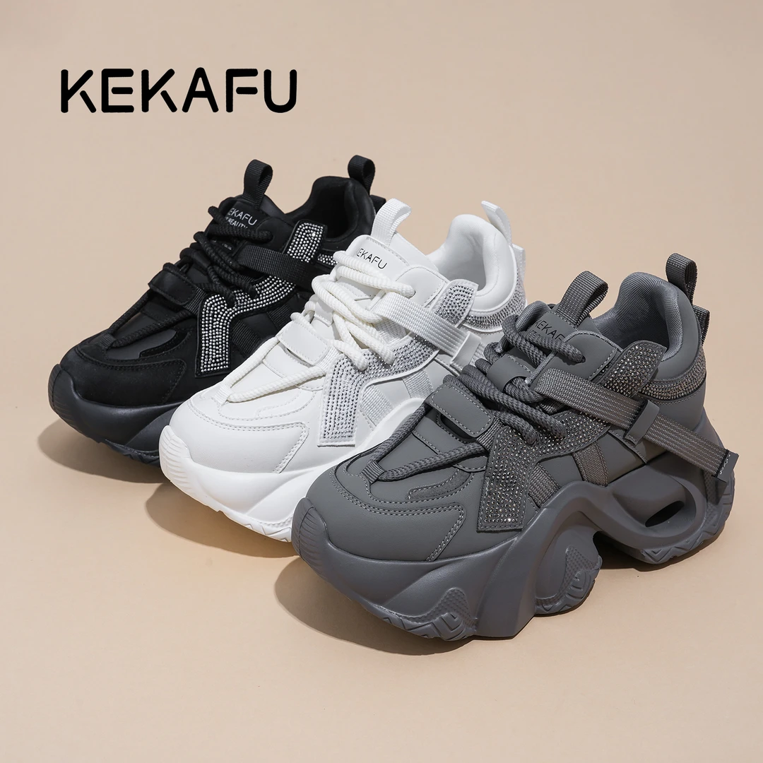 KEKAFU/珂卡芙2025年新款增高显脚小【厚底增高9CM】时尚老爹鞋