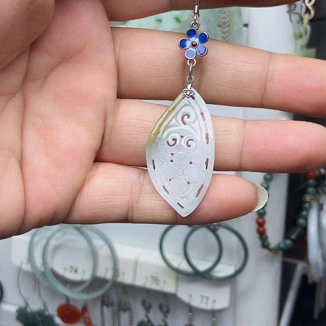用***2银S925镶嵌翡翠耳饰品质珠宝