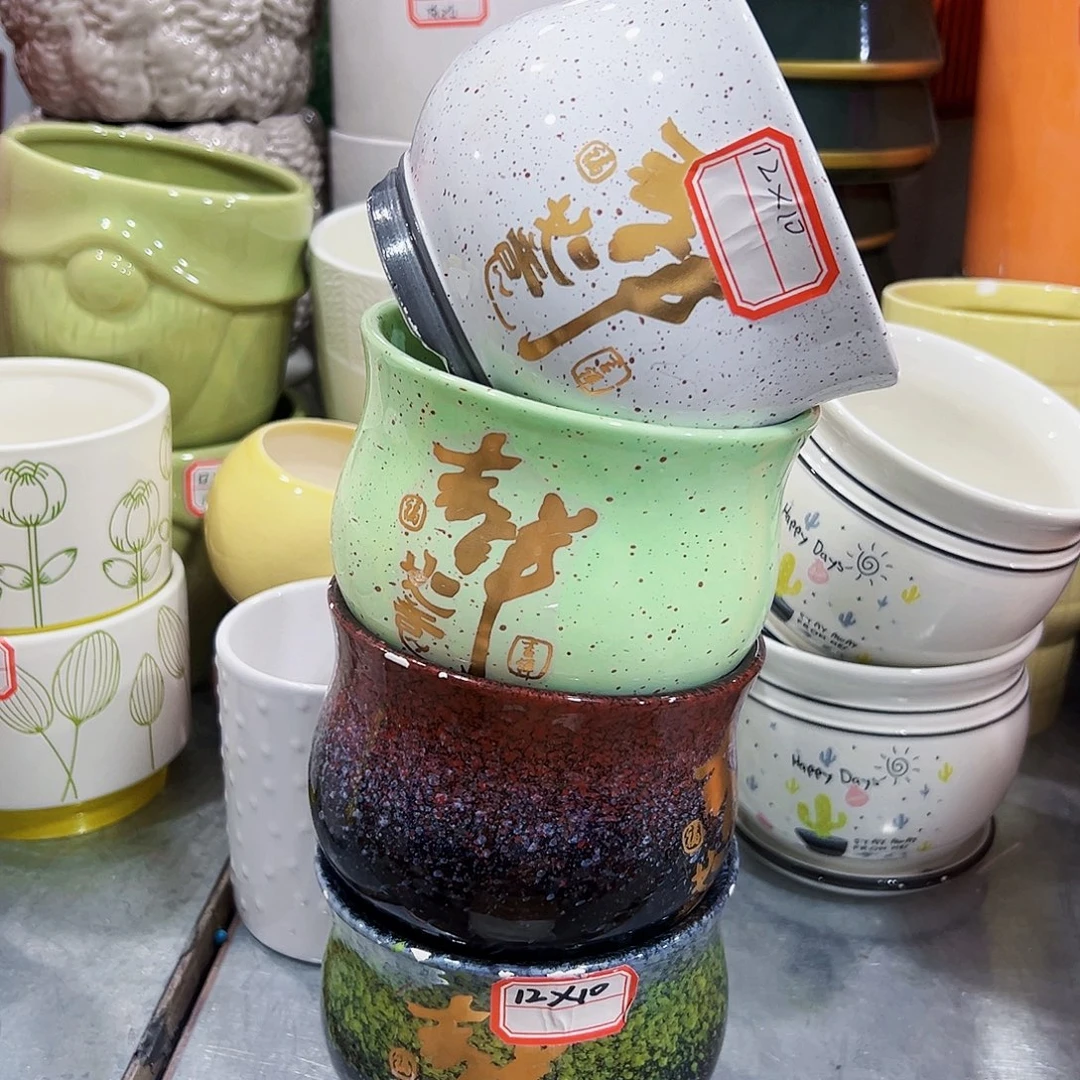 有孔外贸尾单陶瓷花盆凑单10米包邮