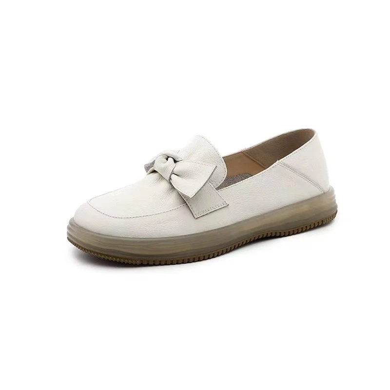 2025春款小白鞋女镂空休闲单鞋白色底套橡胶软底层牛皮谢老板女鞋