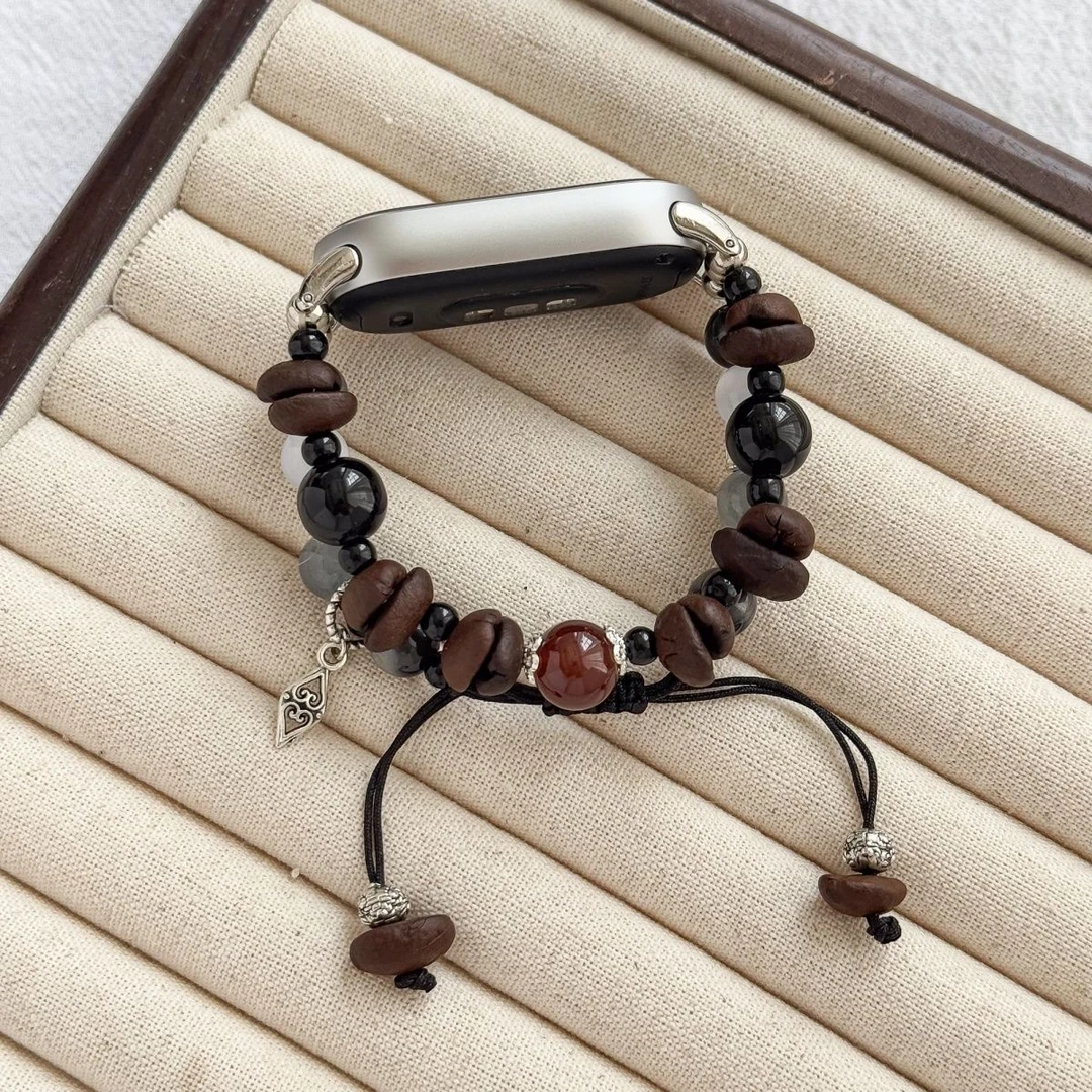 原创新款咖啡豆diy手表适用小米手环pro手腕带表带nfc咖啡豆版运