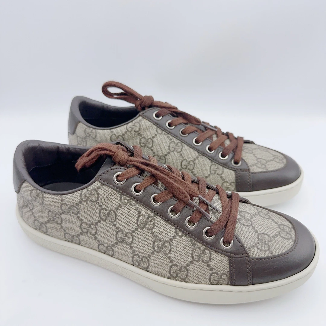 95新 GUCCI/古驰 37.5码/棕色满印板鞋/01762