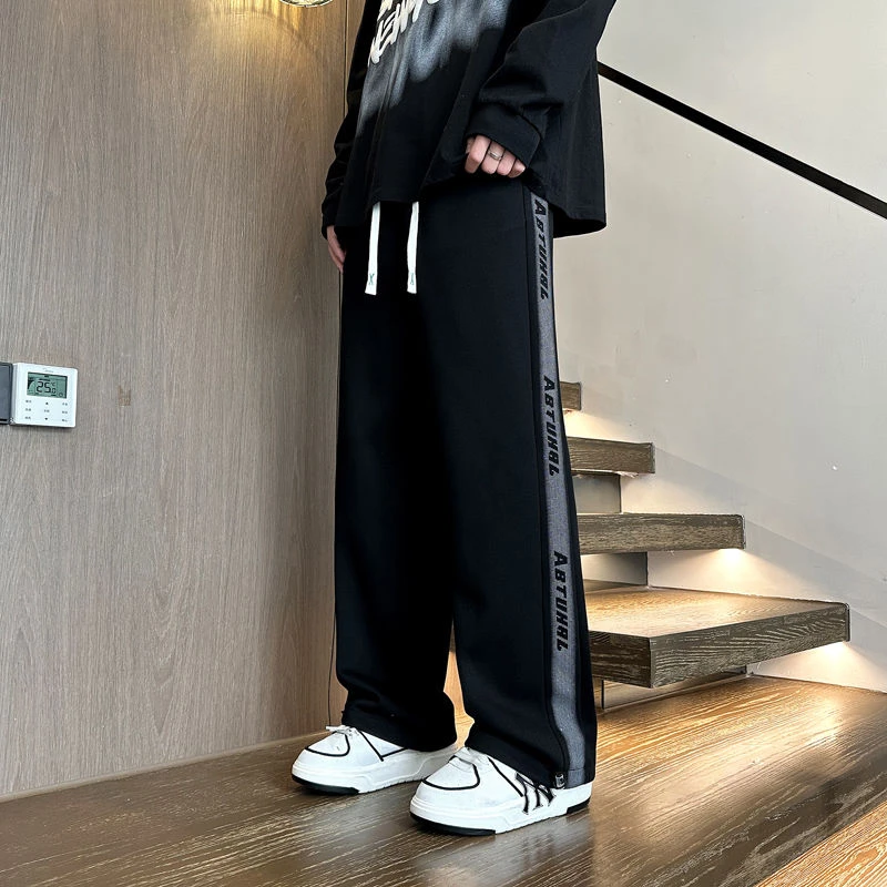青少年运动直筒休闲裤男士2025新款春秋季潮流百搭时尚舒适阔腿裤