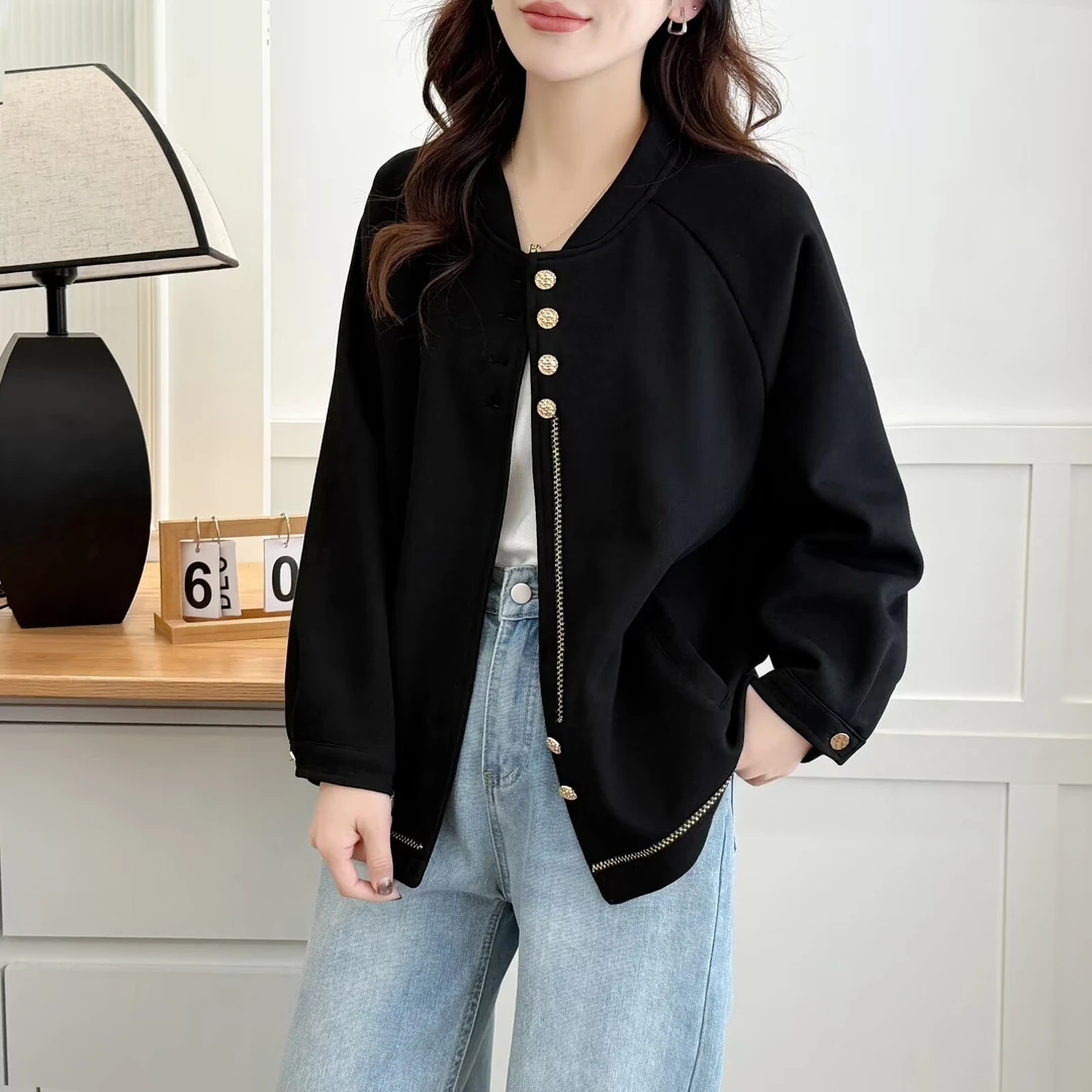 120-200斤大码女装胖mm秋装显瘦百搭棒球领宽松外套夹克开衫上衣