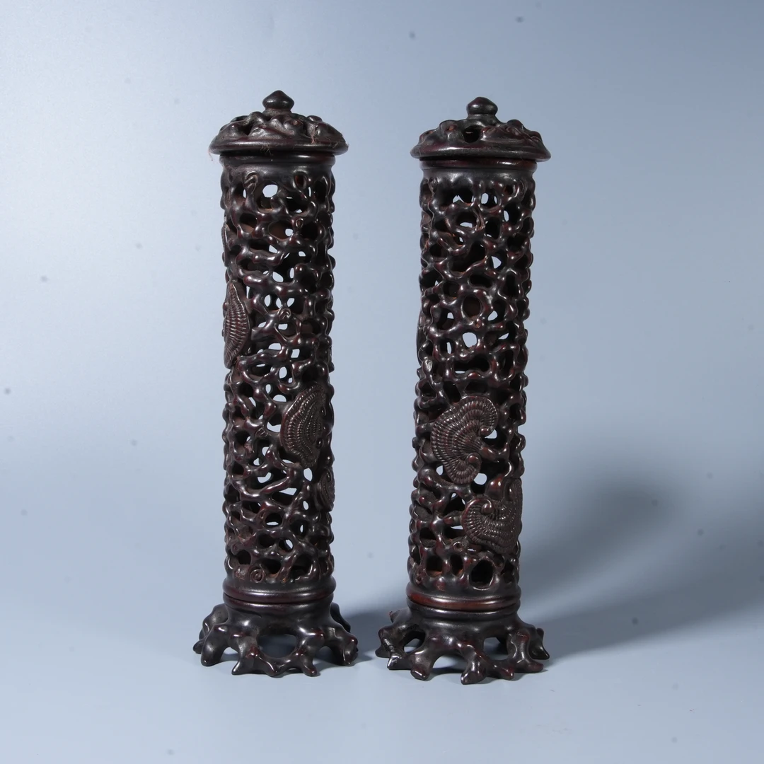 Tgz20 清代 檀木香薰筒两件