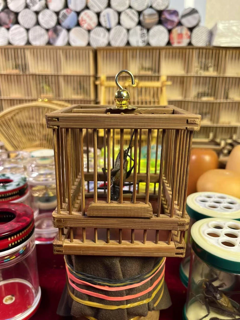 蝈蝈碳化竹笼子鸣虫竹笼子蝈蝈养笼带蝈蝈