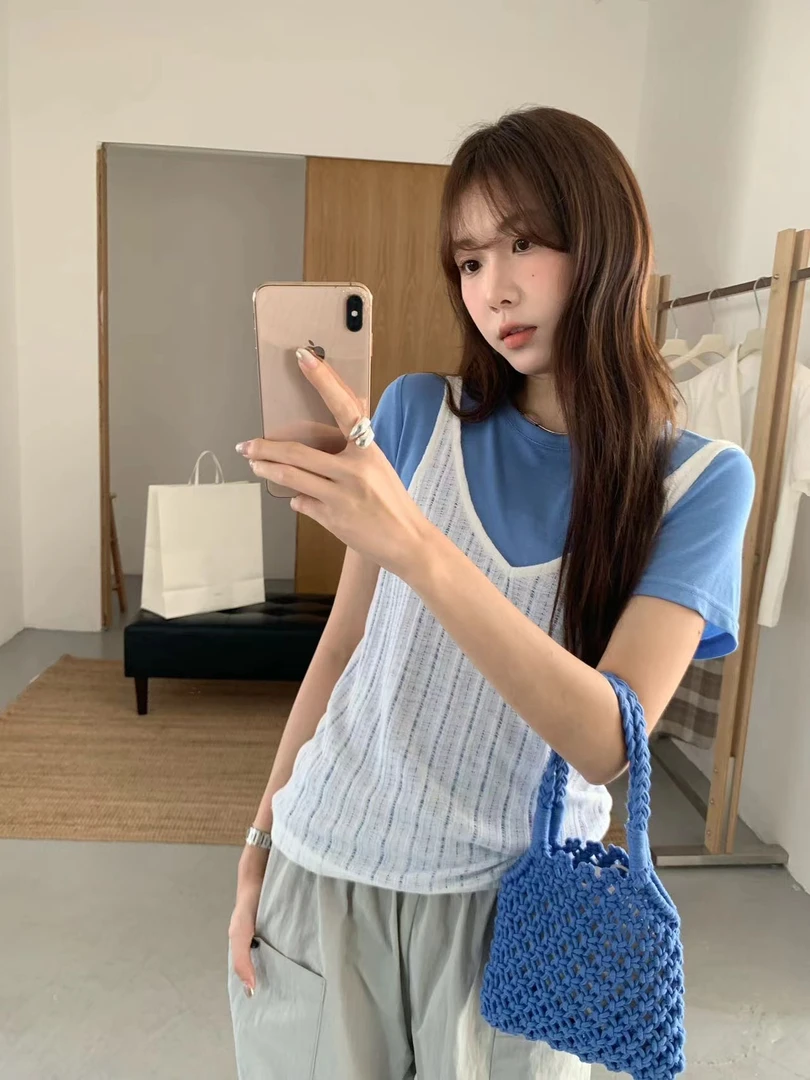 BUBBLE（Z008#）韩系小众吊带背心两件套