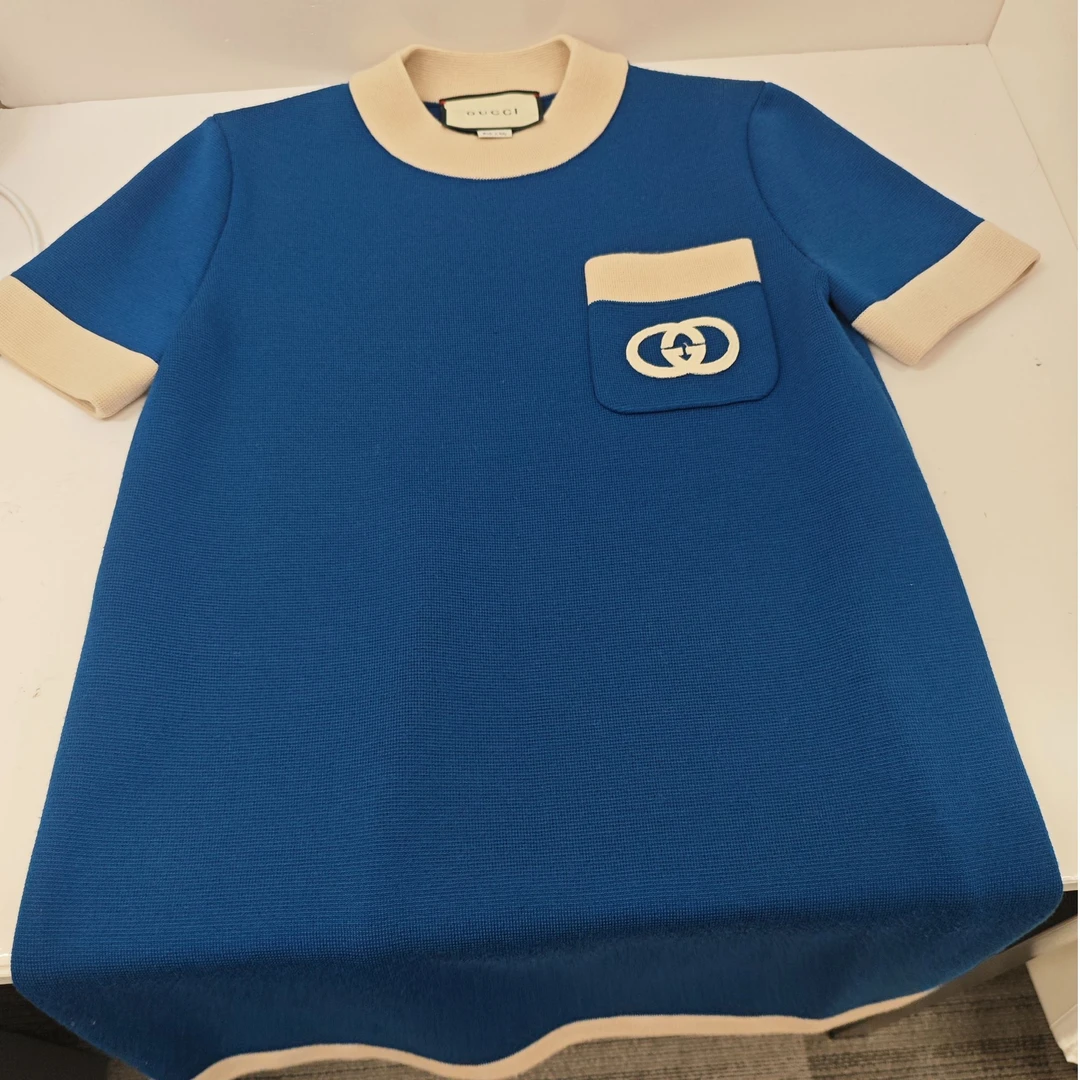 95新 GUCCI/古驰 麦殿/女款针织连衣裙S码蓝色/241219CTTXT05