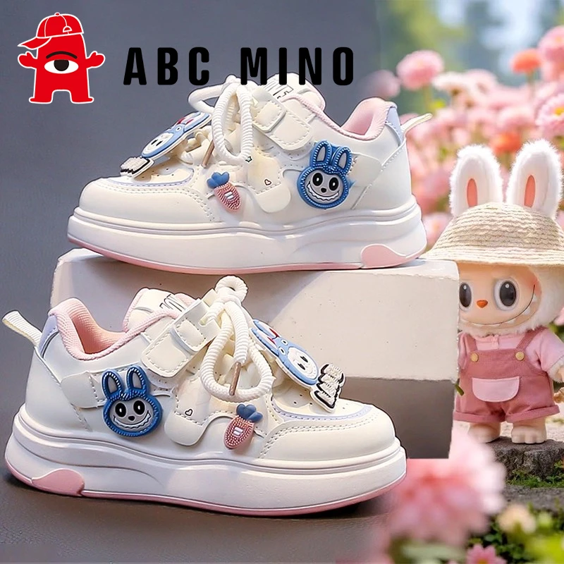 ABC MINO拉布布女童鞋子2025新款秋季儿童小白鞋软底女孩运动板鞋