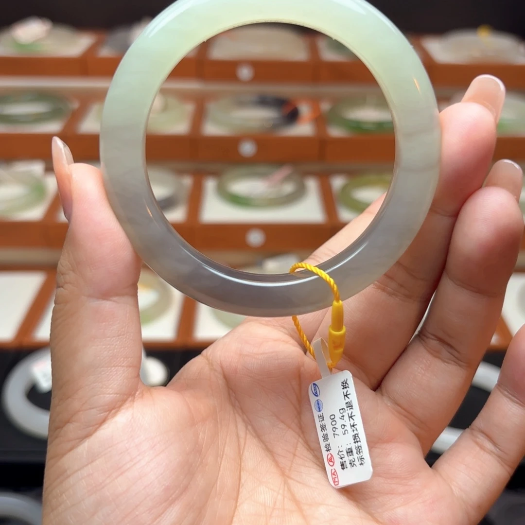 和田玉手镯未镶嵌冰紫56