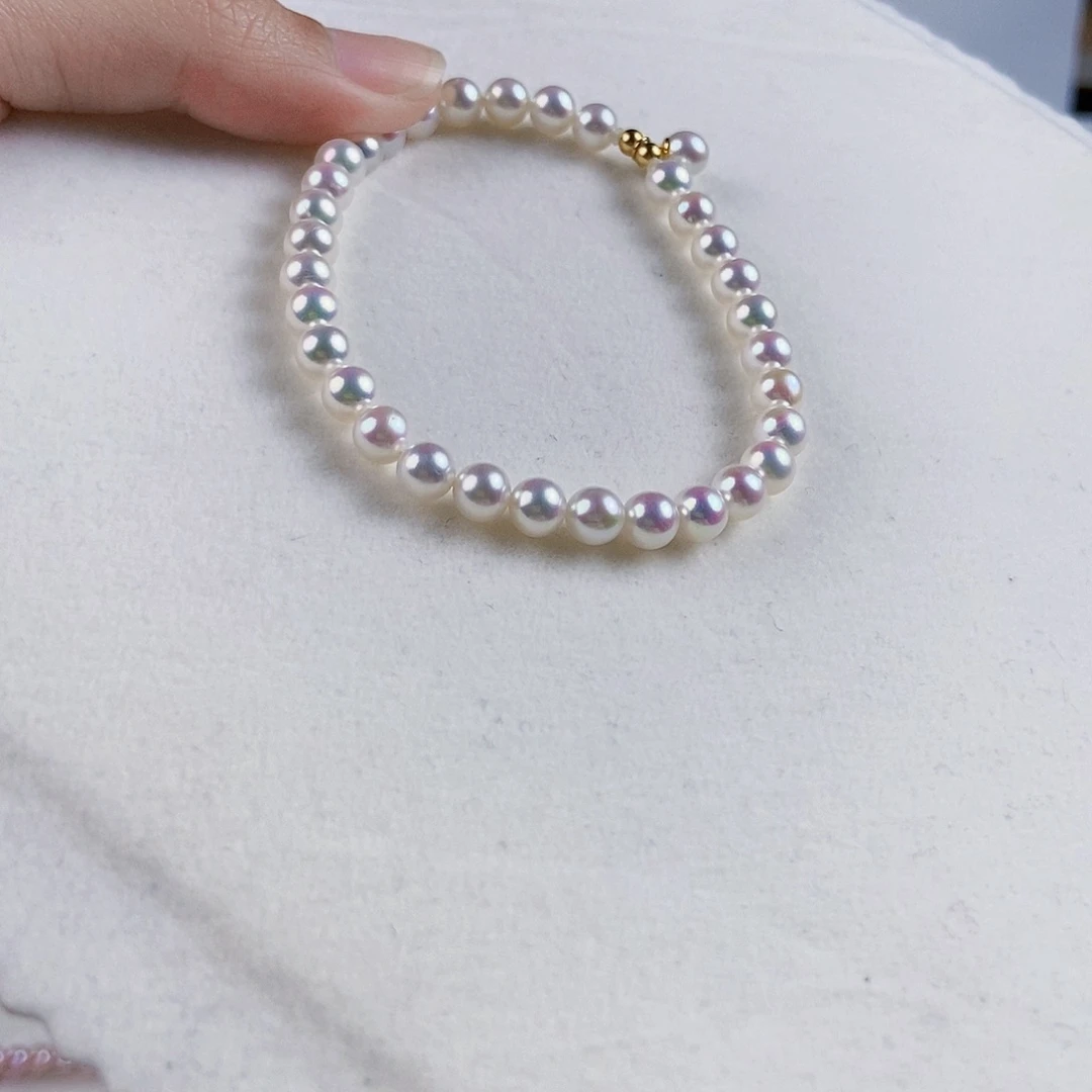 淡水珍珠手绳18K金镶嵌