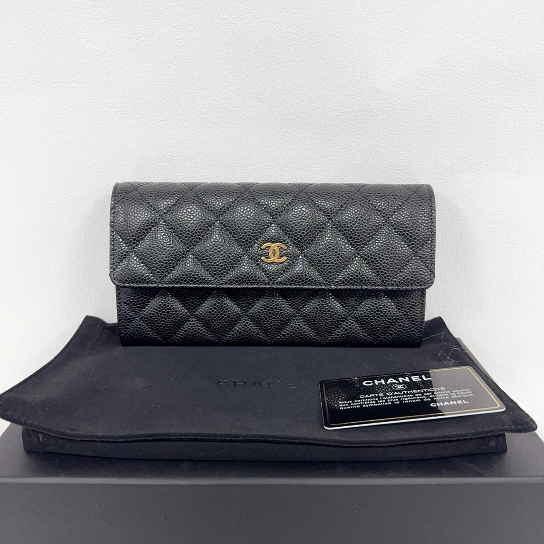 99新 Chanel/香奈儿  手拿包 黑金荔枝（3045）