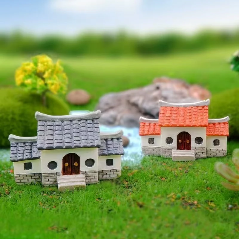 中式庭院小房子花盆园艺茶桌车载多肉微景观盆景苔藓鱼缸造景摆件