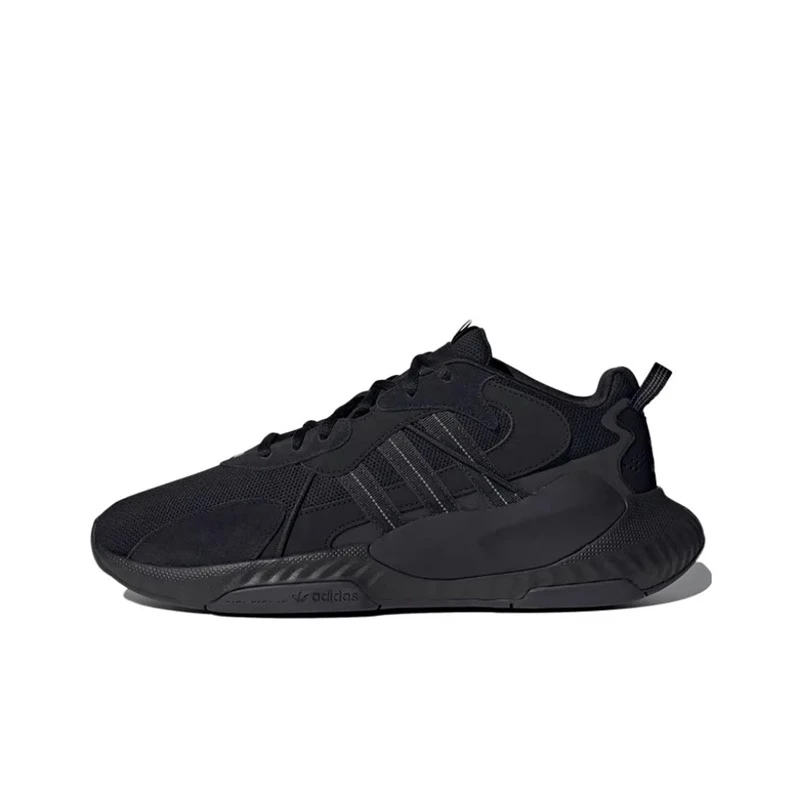 【微瑕】adidas 复古减震防滑低帮休闲跑步鞋男女同款黑色 H69039