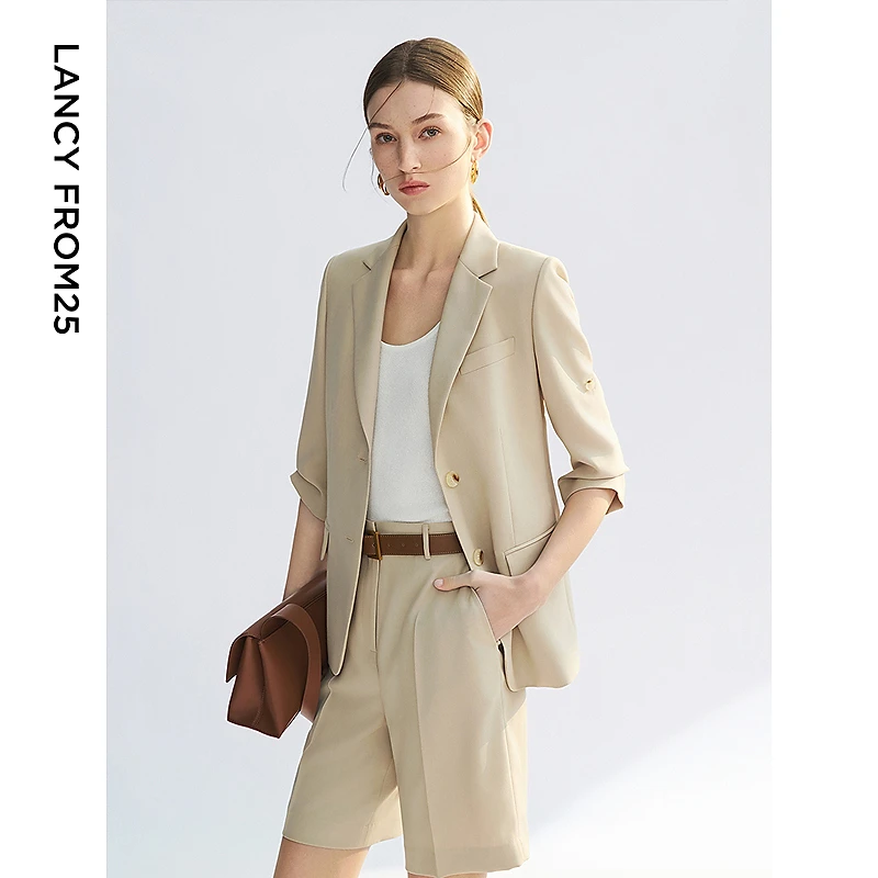 朗姿气质西服高级感休闲设计感职场2025年夏季新款西装外套欧若风