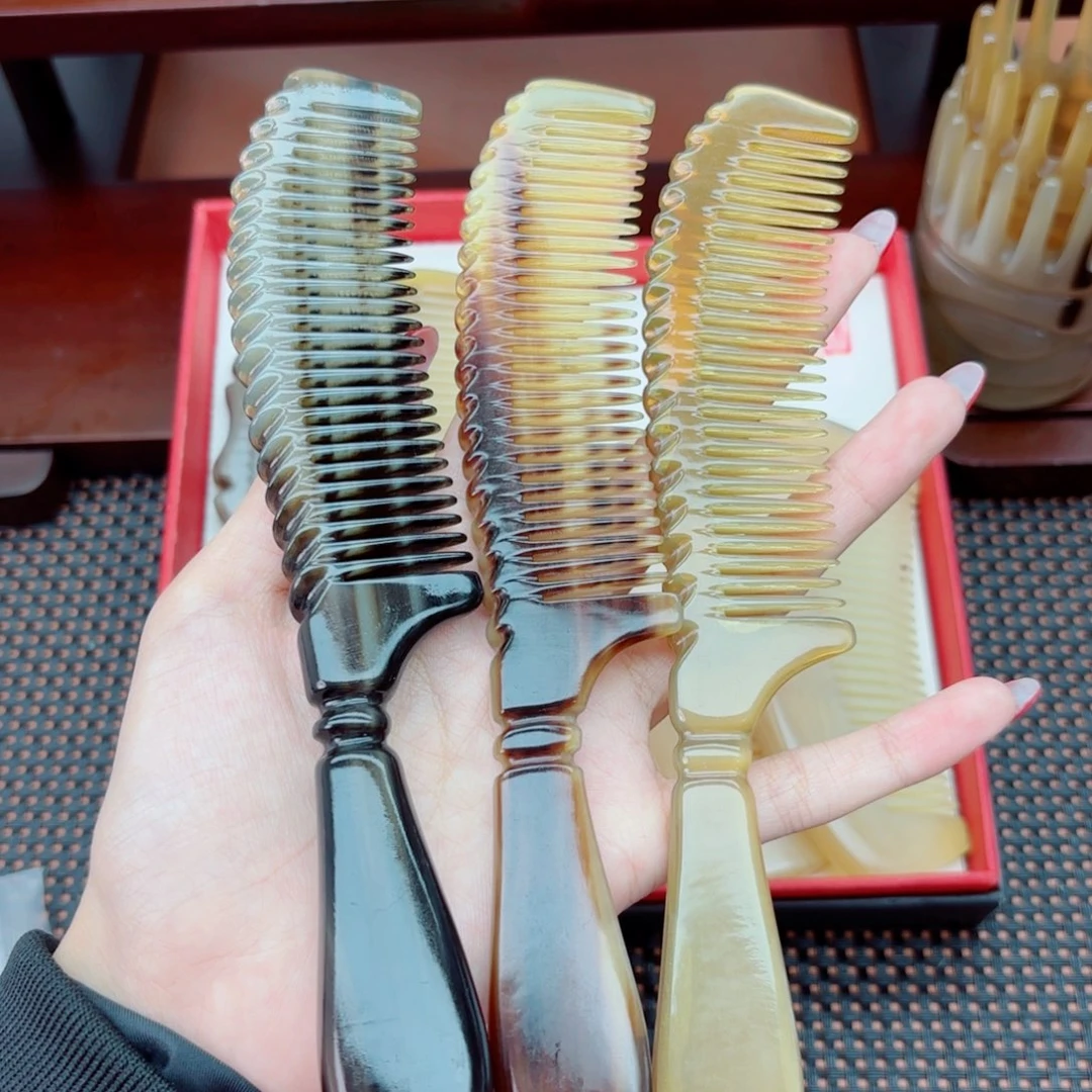 纯手工制作纯牛角梳子