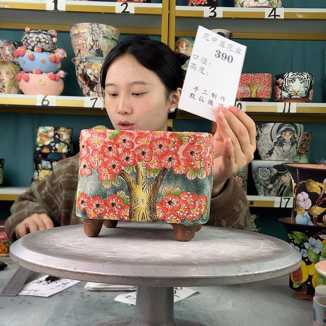 陶景德镇手工花盆390