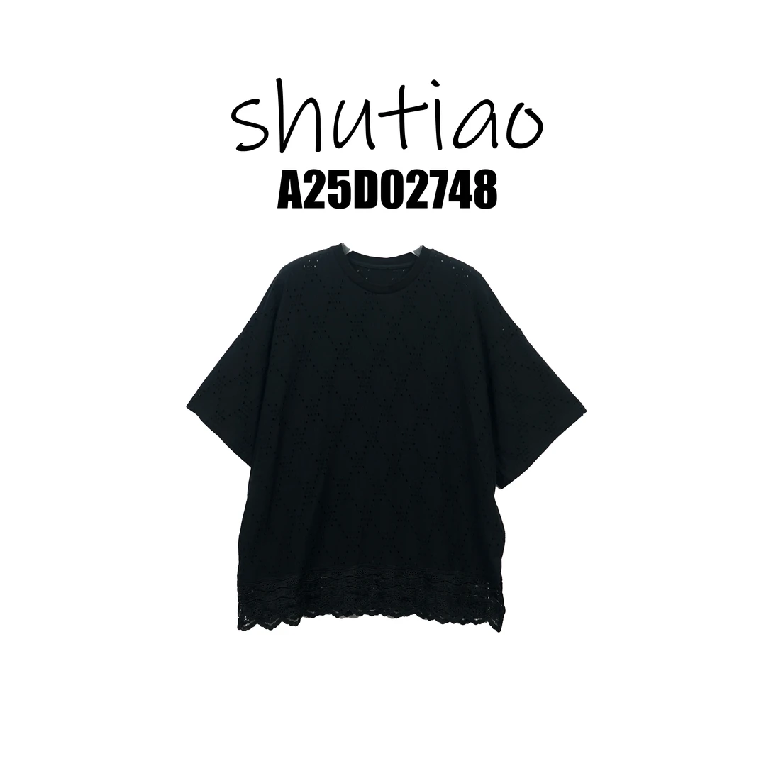 【SHUTIAO】2025夏季：新款小众设计款T恤A25D02748