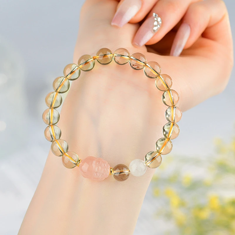 天然黄水晶貔貅手链新中式原创简约时尚手串送闺蜜礼物手饰品