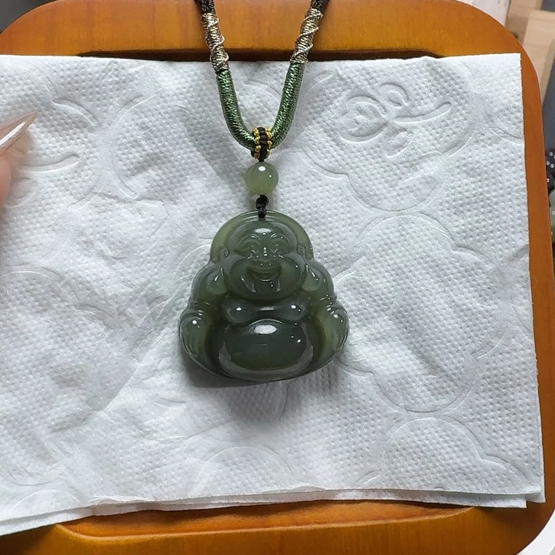 吊坠(不含链)未镶嵌和田玉30×12湖水绿佛公