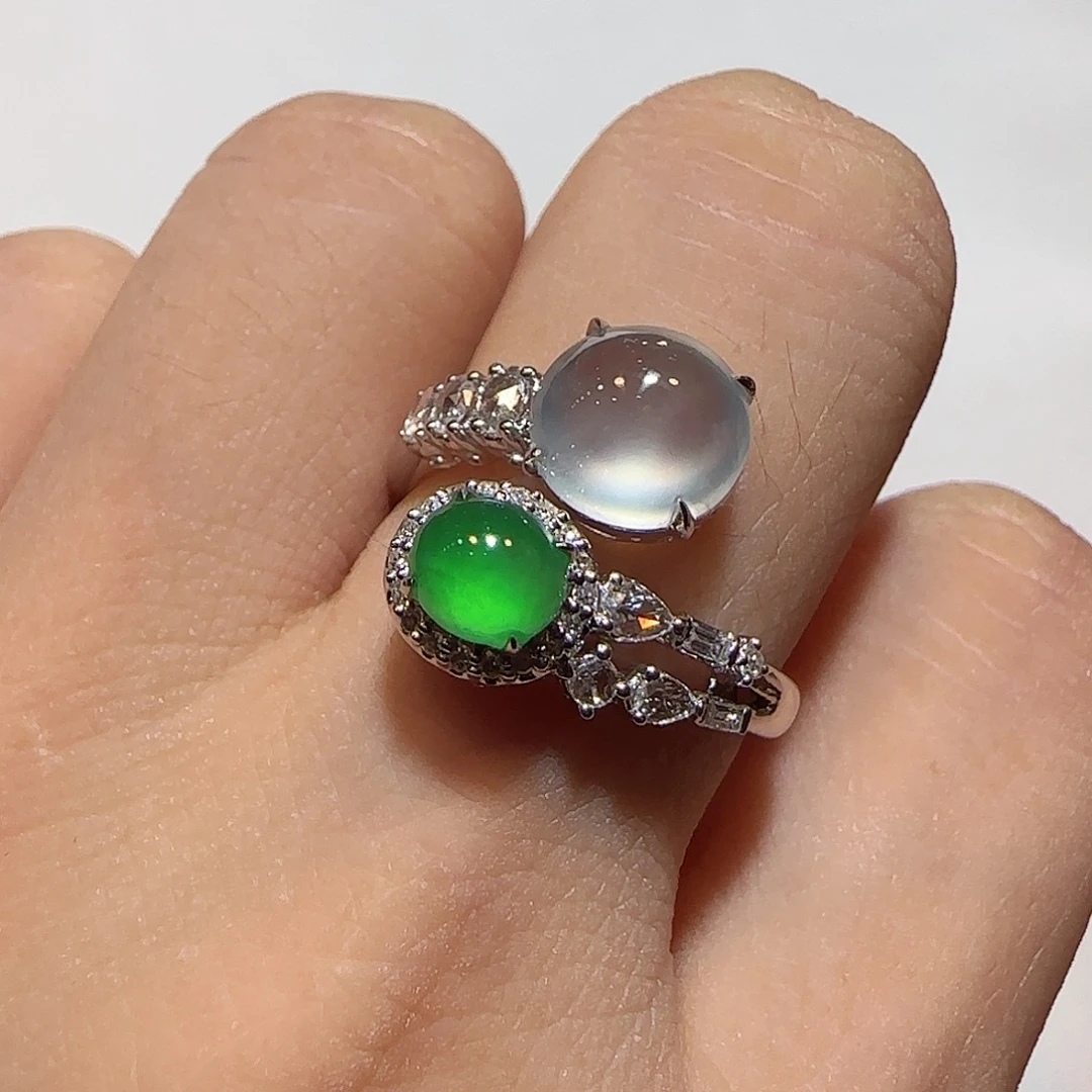 翡翠18K金镶嵌戒指设计款