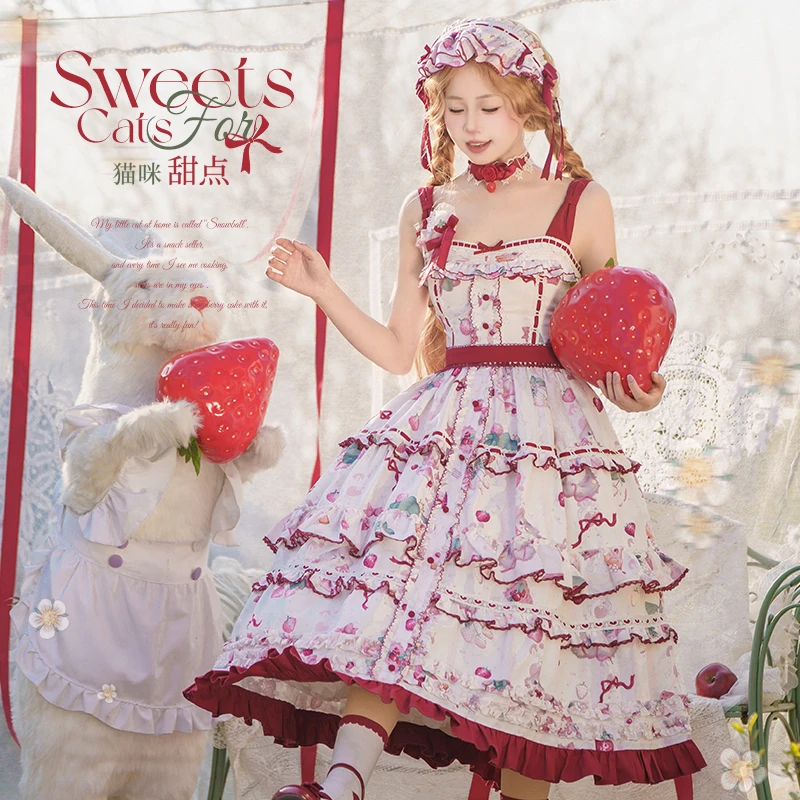 【定金】猫猫咪甜点芮可原创设计重工刺绣印花上衣大摆裙Lolita洋装