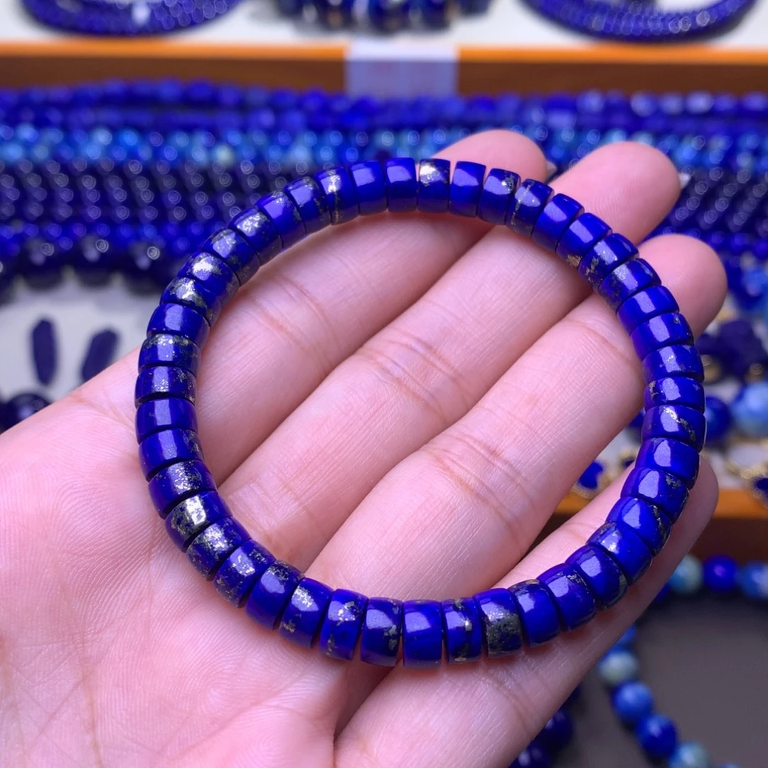 青金石未镶嵌手串7mm满金爆金