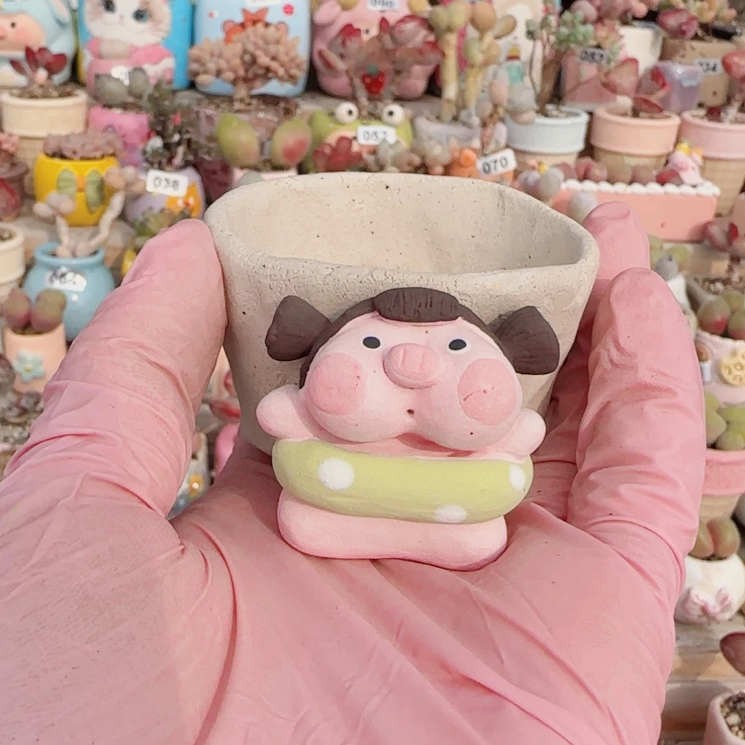 ****珠T可爱猪猪盆盆口5.5cm